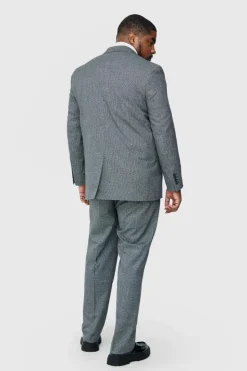 Flash Sale boohoo Plus Regular Fit Mini Dogtooth Suit in grey