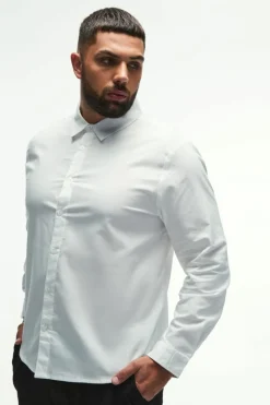 Fashion boohooMAN Plus Regular Fit Oxford Shirt In white