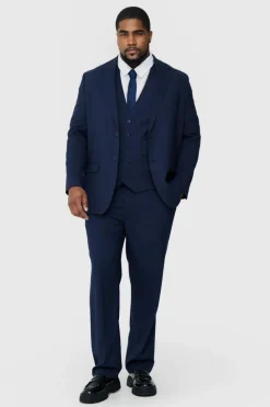 Online boohoo Plus Regular Fit Suit in navy