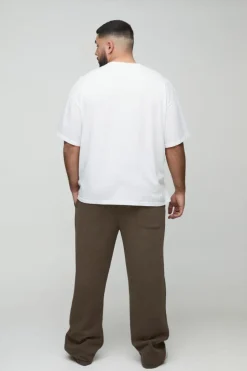Shop boohooMAN Plus Relaxed Double Waistband Heart Print Jogger brown