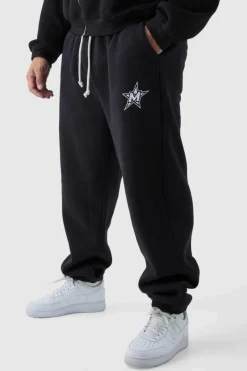 Flash Sale boohooMAN Plus Relaxed M Print Rope Drawcord Jogger black