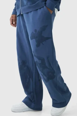 Outlet boohooMAN Plus Relaxed Renaissance Print Joggers navy