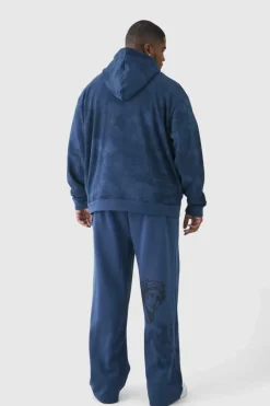 Outlet boohooMAN Plus Relaxed Renaissance Print Joggers navy