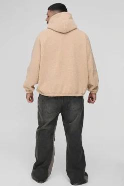 Outlet boohooMAN Plus Relaxed Rigid Flare Knee Rip Jeans stone
