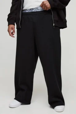 Clearance boohooMAN Plus Relaxed Wide Leg Camo Printed Boxer Waistband Joggers black