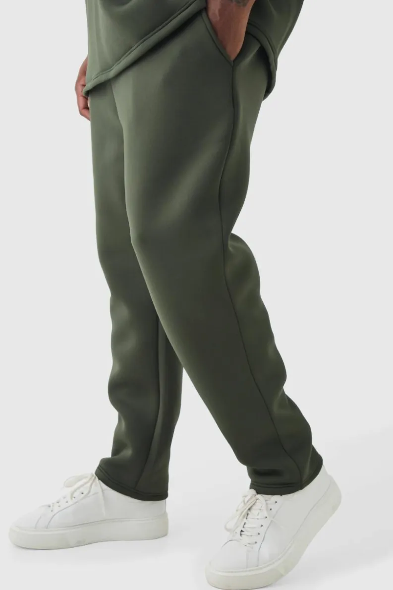Sale boohooMAN Plus Scuba Tapered Joggers khaki