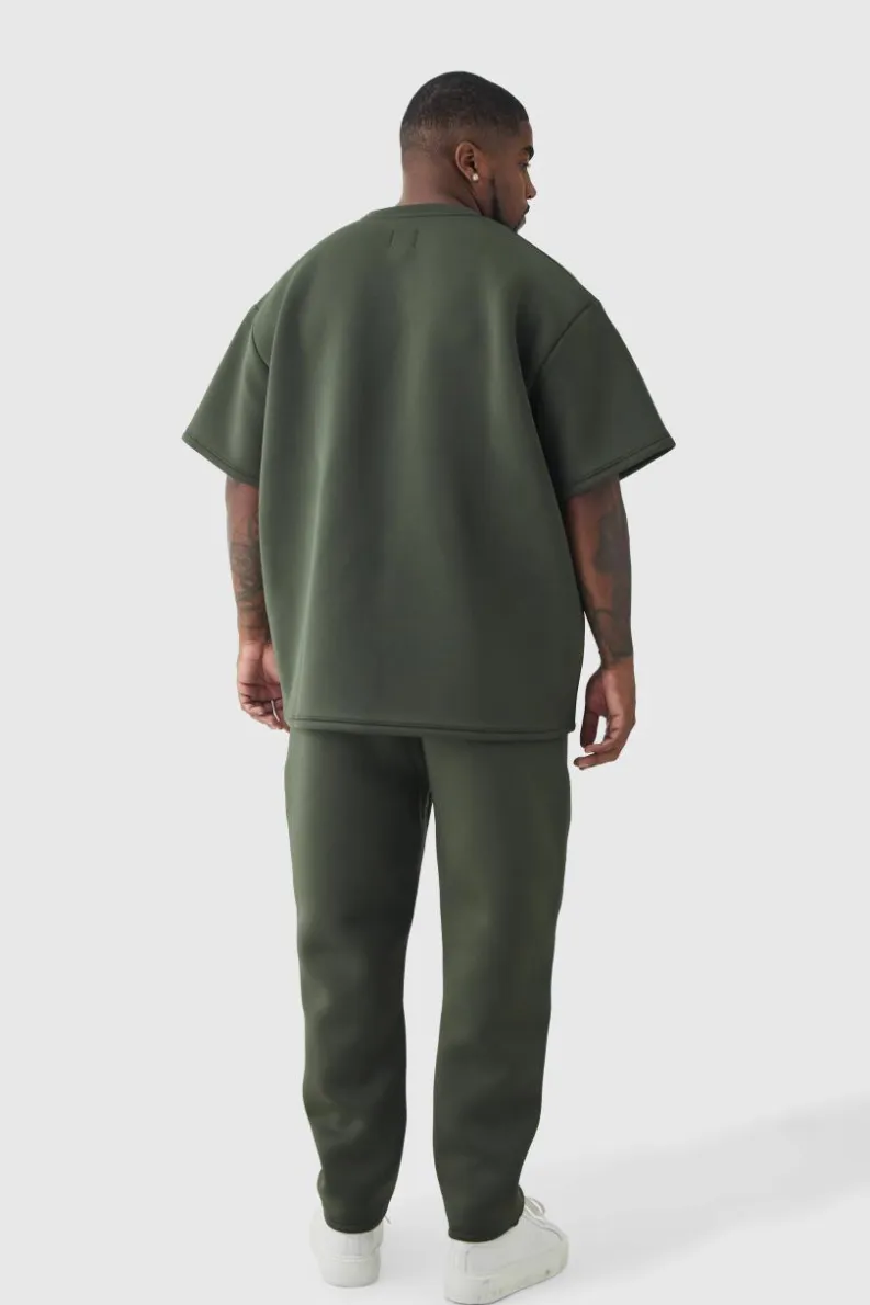 Sale boohooMAN Plus Scuba Tapered Joggers khaki
