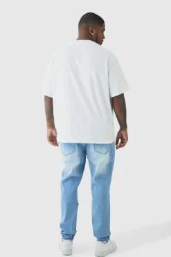 Best Sale boohooMAN Plus Skinny All Over Ripped Bleached Paint Splatter Jeans ice blue