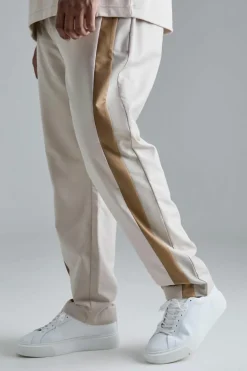 Outlet boohooMAN Plus Skinny Fit Colour Block Panel Suit Trouser stone