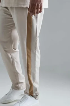 Outlet boohooMAN Plus Skinny Fit Colour Block Panel Suit Trouser stone