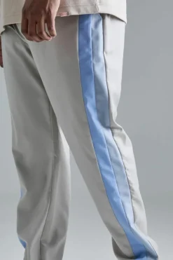 Outlet boohooMAN Plus Skinny Fit Colour Block Panel Suit Trouser grey