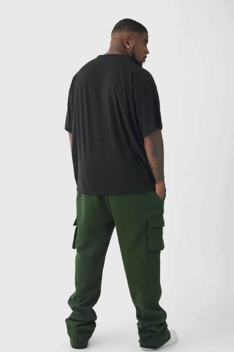 Flash Sale boohooMAN Plus Skinny Fit Extreme Stacked Woven Tab Cargo Jogger forest