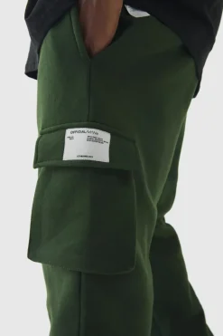 Flash Sale boohooMAN Plus Skinny Fit Extreme Stacked Woven Tab Cargo Jogger forest