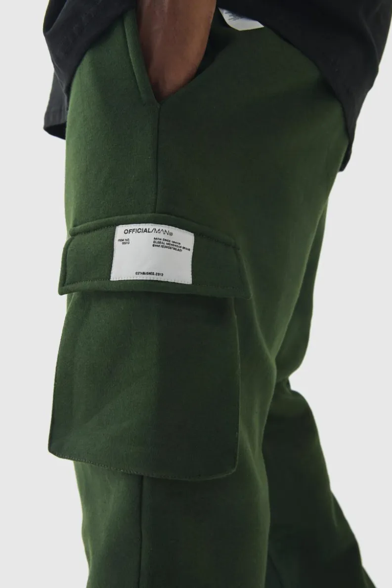 Flash Sale boohooMAN Plus Skinny Fit Extreme Stacked Woven Tab Cargo Jogger forest