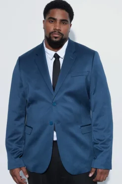 Best boohooMAN Plus Skinny Satin Suit Jacket navy