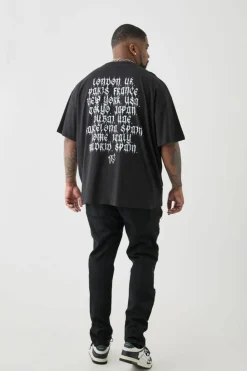 Best Sale boohooMAN Plus Skinny Stretch All Over Rip Jeans true black
