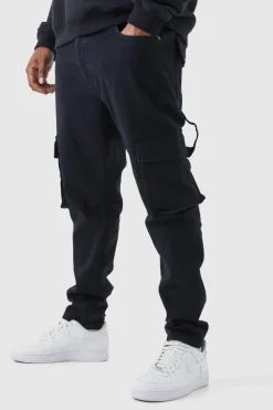 Best Sale boohooMAN Plus Skinny Stretch Carpenter Cargo Jeans true black