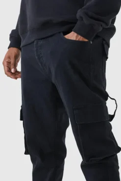 Best Sale boohooMAN Plus Skinny Stretch Carpenter Cargo Jeans true black