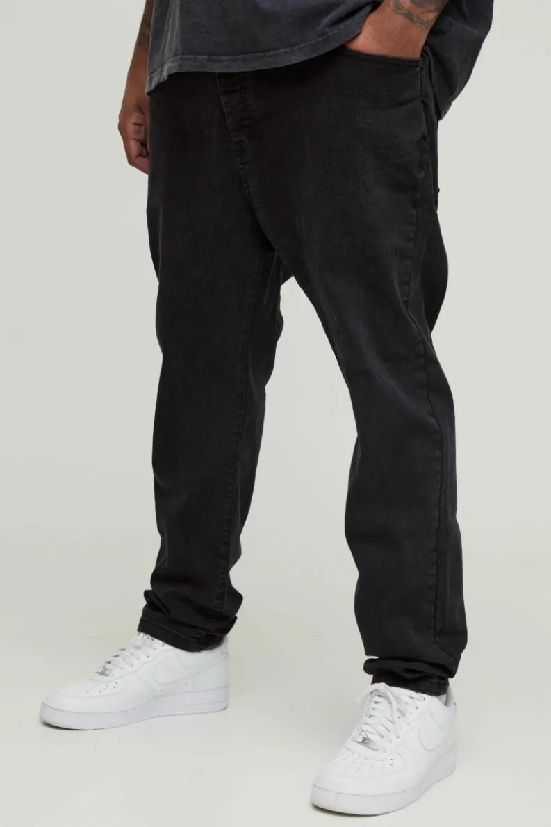Hot boohooMAN Plus Skinny Stretch Jeans washed black