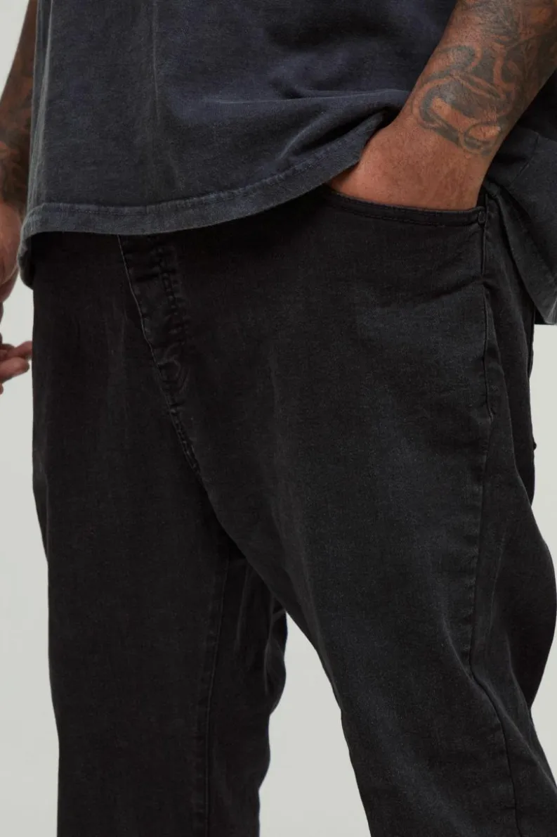 Hot boohooMAN Plus Skinny Stretch Jeans washed black