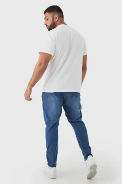 Store boohooMAN Plus Skinny Stretch Jeans mid blue
