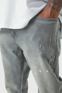 Clearance boohooMAN Plus Skinny Stretch Stacked Tinted Jeans grey