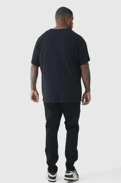 Store boohooMAN Plus Skull Print T-shirt In black