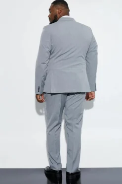 New boohooMAN Plus Slim Double Breasted Suit Jacket grey