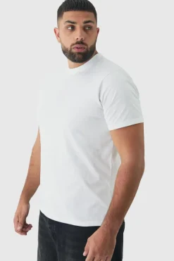 Cheap boohooMAN Plus Slim Fit Basic T-Shirt white