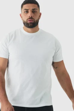 Cheap boohooMAN Plus Slim Fit Basic T-Shirt white