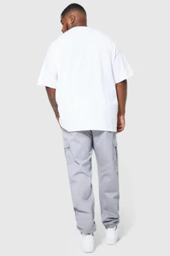 Best Sale boohooMAN Plus Slim Fit Cargo Trousers grey