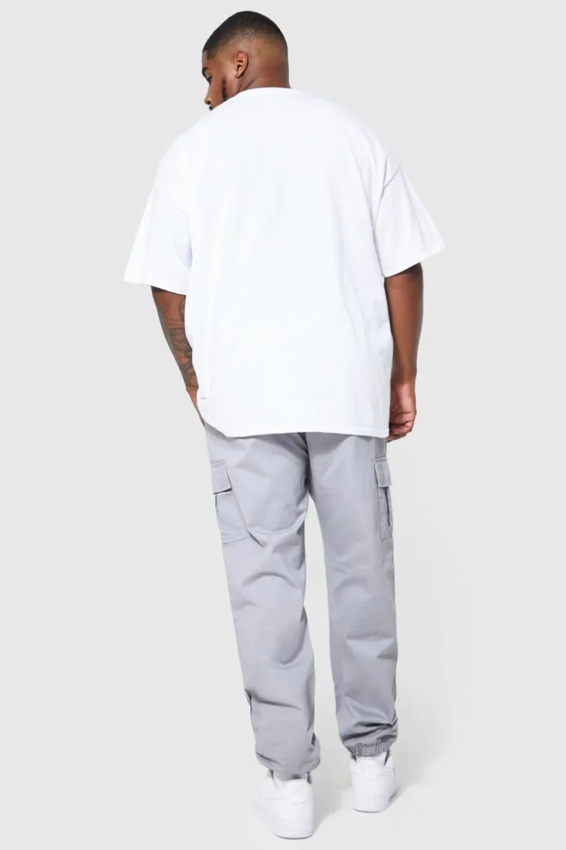 Best Sale boohooMAN Plus Slim Fit Cargo Trousers grey