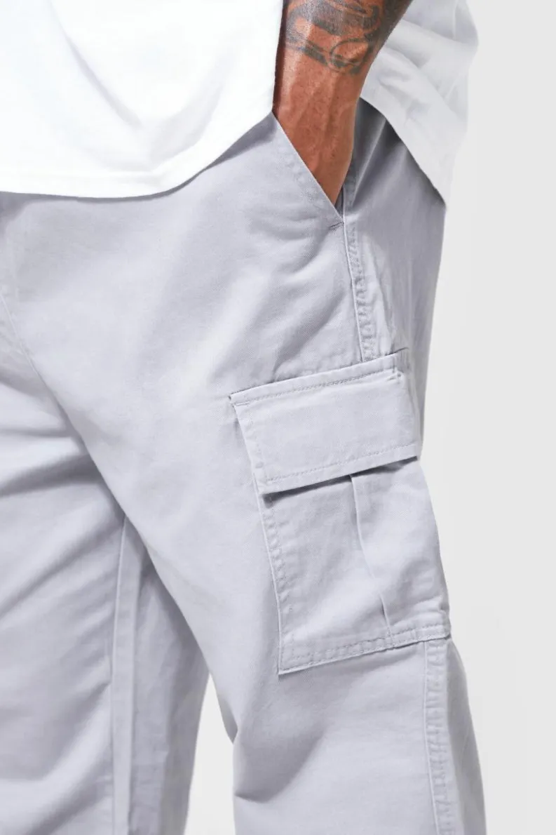 Best Sale boohooMAN Plus Slim Fit Cargo Trousers grey