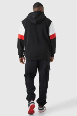 Hot boohooMAN Plus Slim Fit Cuffed Multi Cargo Pocket Trousers black