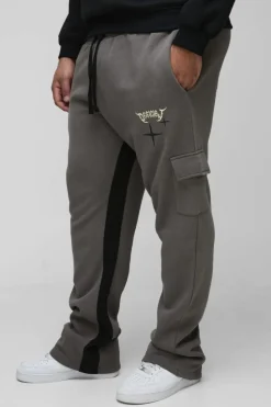 Fashion boohooMAN Plus Slim Gusset Jogger Official Cargo Jogger charcoal