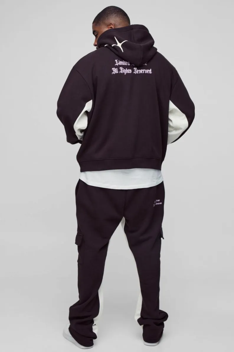 Discount boohooMAN Plus Slim Gusset Jogger Official Cargo Jogger chocolate