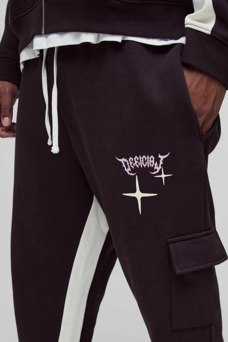Discount boohooMAN Plus Slim Gusset Jogger Official Cargo Jogger chocolate