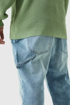 Clearance boohooMAN Plus Slim Rigid Flare Carpenter Jeans antique blue