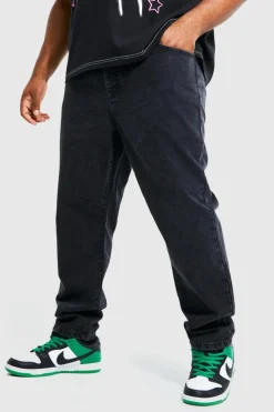 Sale boohooMAN Plus Slim Rigid Jeans washed black