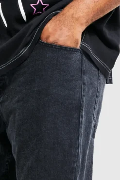 Sale boohooMAN Plus Slim Rigid Jeans washed black