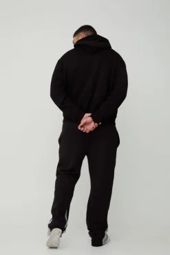 Fashion boohooMAN Plus Slim Stacked Flare Jogger With Gusset Panel black