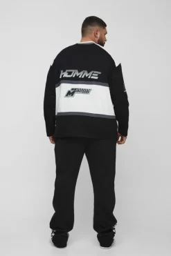 Best boohooMAN Plus Slim Stacked Flare Star Print Gusset Jogger black