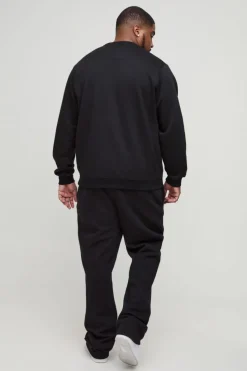 Outlet boohooMAN Plus Slim Stacked Wrld Print Gusset Jogger black
