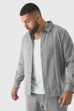 Best Sale boohoo Plus Smart Textured Shirt and Trouser Set grey