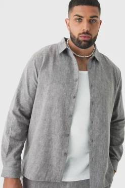 Best Sale boohoo Plus Smart Textured Shirt and Trouser Set grey