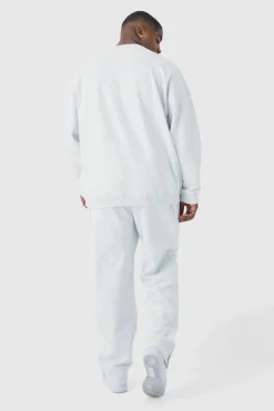 Discount boohooMAN Plus Split Hem Jogger grey marl