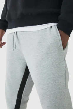 Shop boohooMAN Plus Stacked Fit Gusset Jogger grey marl