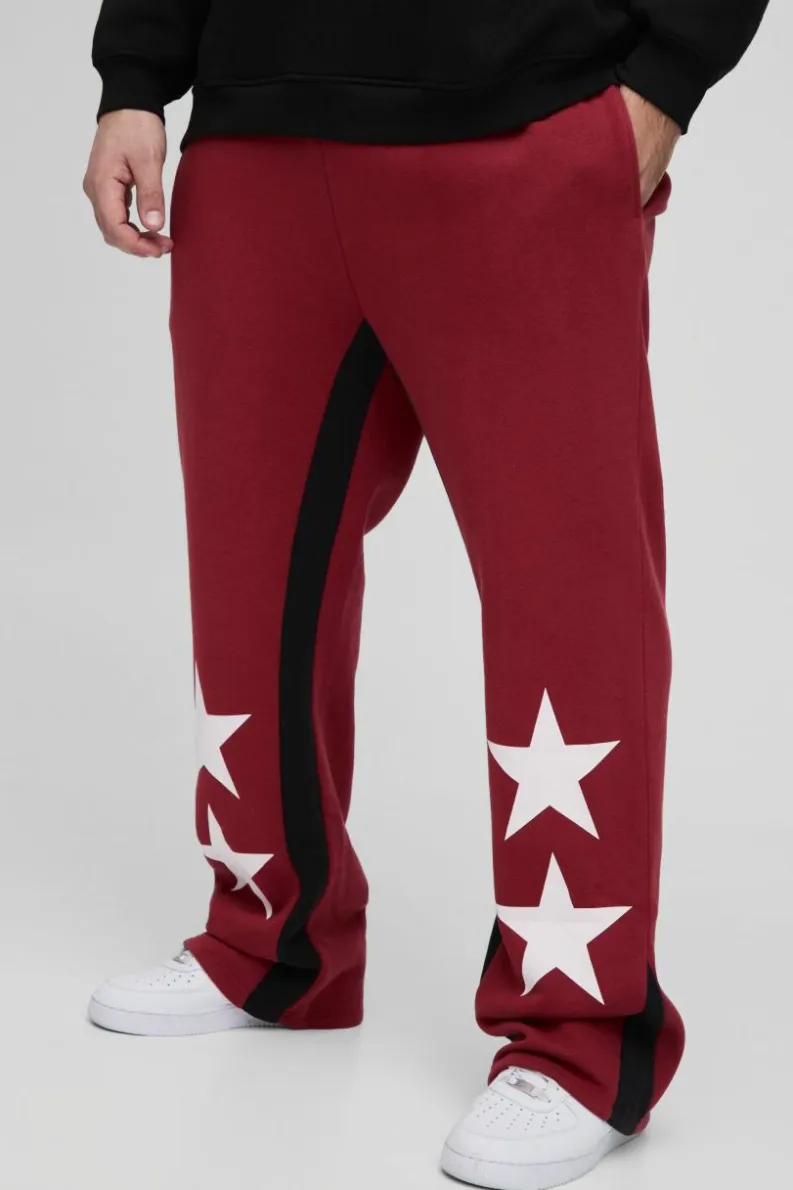 Fashion boohooMAN Plus Star Gusset Jogger red