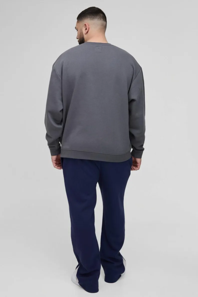 Cheap boohooMAN Plus Star Gusset Jogger navy