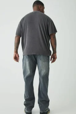 Hot boohooMAN Plus Straight Rigid Jeans mid grey